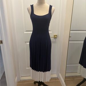STAUD KNIT DRESS MEDIUM NAVY BLUE KNIT MIDI DRESS
